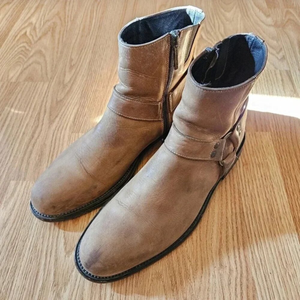 Donald J Pliner Men's  Moto Riding Biker Short Rider Brown Boho Fall Boots 8.